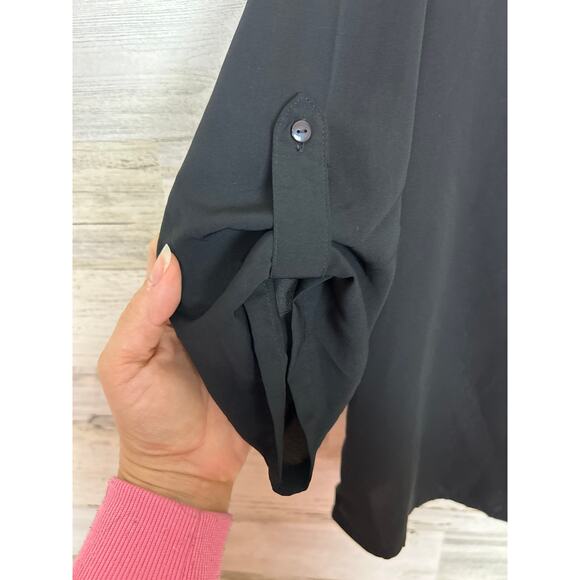 Japna women's XL Gray roll cuff lightweight blouse topm new boho pullover lace - Picture 5 of 6